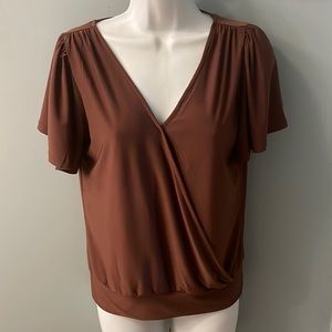 Brown short sleeve blouse,  Daytrip top